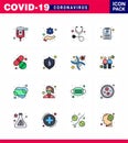 Coronavirus 2019-nCoV Covid-19 Prevention icon set protection, care, stethoscope, tablet, medicine