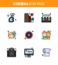 Coronavirus 2019-nCoV Covid-19 Prevention icon set washing, healthcare, protection, hand wash, test