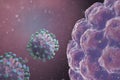 Microscopic view of Coronavirus, a pathogen that attacks the respiratory tract. Analysis and test, experimentation. Sars Royalty Free Stock Photo