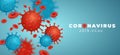 Coronavirus 2019-nCoV with disease cells and blood cell. Pathogen organism. Covid-19 epidemic infectious disease. Cellular