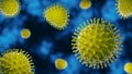 Coronavirus 2019-ncov flu outbreak 3d medical illustration. Microscopic view of floating influenza virus cells. Royalty Free Stock Photo