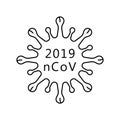 Coronavirus 2019-nCov icon. Thin line art template for logo. Black simple illustration of microorganism with text inside. Contour Royalty Free Stock Photo