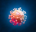 Coronavirus 2019-nCov novel coronavirus outbreak concept background. Microscopic view of floating influenza virus cells. 3D Royalty Free Stock Photo