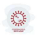 Coronavirus 2019 nCoV red icon. Concept of flu outbreak, public health risk, MERS- CoV, SARS-CoV. Vector illustration, flat design