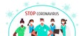 Coronavirus 2019-nCoV. Set of doctors characters in white medical face mask. Stop Coronavirus concept. Medical team Royalty Free Stock Photo