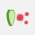 Coronavirus 2019 nCov with shield protection from the virus icon. Virus and epidemic, bacterium, microbiology, pandemic