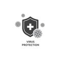 Coronavirus 2019-nCoV with shield protection from the virus. Premium icon vector