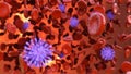 of Coronavirus 2019-nCoV and Virus background with disease cells and red blood cell.COVID-19 Corona virus outbreaking Royalty Free Stock Photo