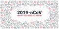 Coronavirus 2019 nCoV. What you need to know. Vector illustration with hand draw doodle background.