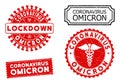 CORONAVIRUS OMICRON Red Grunge Seals