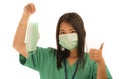 Coronavirus outbreak in China - young beautiful Asian Chinese medicine doctor woman or hospital nurse recommend use of protective Royalty Free Stock Photo