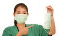 Coronavirus outbreak in China - young beautiful Asian Chinese medicine doctor woman or hospital nurse recommend use of protective Royalty Free Stock Photo