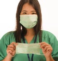 Coronavirus outbreak in China - young beautiful Asian Chinese medicine doctor woman or hospital nurse recommend use of protective Royalty Free Stock Photo