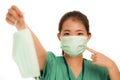 Coronavirus outbreak in China - young beautiful Asian Chinese medicine doctor woman or hospital nurse recommend use of protective Royalty Free Stock Photo