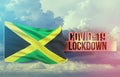 Coronavirus outbreak and coronaviruses influenza lockdown concept with flag of Jamaica. Pandemic 3D illustration.