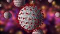 Coronavirus outbreak 3d render. Computer generated microscope virus close up Royalty Free Stock Photo
