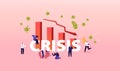 Coronavirus Outbreak and Crisis Concept, Financial Crash. Stock Market Chart Fall and Upset Business Characters Poster Royalty Free Stock Photo