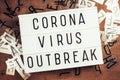 Coronavirus Outbreak Text on Lightbox Sign Royalty Free Stock Photo