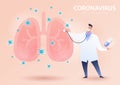 Coronavirus Pandemic. Concept of coronavirus awareness banner. doctor examines infected lung