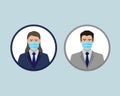 Coronavirus pandemic infographic. Face pollution mask. Coronavirus quarantine. Medical mask icon. Coronavirus prevention.