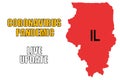 Coronavirus pandemic and live update with the map of the state of Illinois, U.S.A