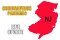 Coronavirus pandemic and live update with the map of the state of New Jersey, U.S.A