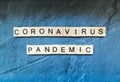 Pandemic text on blue background Royalty Free Stock Photo