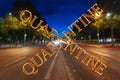 Coronavirus in Paris, France. Quarantine sign. Concept of COVID pandemic and travel in Europe. Royalty Free Stock Photo