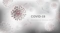 Coronavirus particles in white gray background