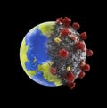 Coronavirus planet earth pandemic contagion concept.