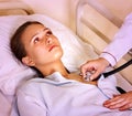 Coronavirus pneumonia sars diagnosis to young woman patient at hospital Royalty Free Stock Photo