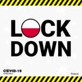 Coronavirus Poland Lock DOwn Typography with country flag