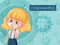 Coronavirus poster design with girl wearing mask