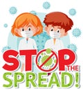 Coronavirus poster design with word stop the spread