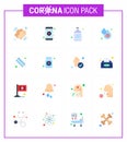 Corona virus disease 16 Flat Color icon pack suck as drugs, fever, virus, dengue, blood Royalty Free Stock Photo