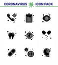 Coronavirus Precaution Tips icon for healthcare guidelines presentation 9 Solid Glyph Black icon pack such as coronavirus, tooth,