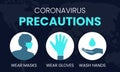 Coronavirus Precautions Wear Masks, Gloves, Wash Hands Illustration Royalty Free Stock Photo