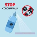 Coronavirus prevention. Disinfection concept. Stop covid-19 pandemic. Vector illustration for poster, banner