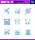 Coronavirus Prevention 25 icon Set Blue. germs, hospital, bio, clinic, warning