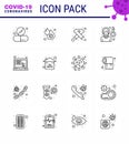Simple Set of Covid-19 Protection Blue 25 icon pack icon included headache, sign, fever, ribbon, hiv Royalty Free Stock Photo