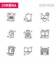 9 Line Coronavirus Covid19 Icon pack such as hygiene, germ, beat, dirty, care