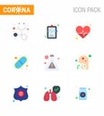 Coronavirus Prevention 25 icon Set Blue. research, flask, heart, pills, medical