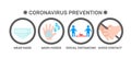 Coronavirus prevention icons in flat style isolated on white background