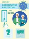 Coronavirus prevention. Infographics elements 2019-nCoV human. health and medical. Novel Coronavirus 2019. Pneumonia Royalty Free Stock Photo