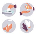 Coronavirus prevention measures and hygiene recommendations icons set