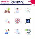 Coronavirus Prevention Set Icons. 9 Flat Color icon such as protection, vaccine, plan, syring, coronavirus