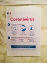 Coronavirus prevention sign in french