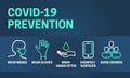 Coronavirus Prevention Wear Masks, Gloves, Wash Hands, Disinfect, Avoid Crowds Outline Icons Illustration