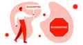 Coronavirus Protection Banner Quarantine Conceptual poster man, with abstract protection. Bright illustration on a white