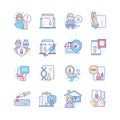 Coronavirus protection - colored line design style icons set Royalty Free Stock Photo